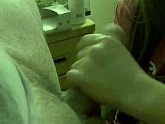 Intense handjob leads to cum facial explosion