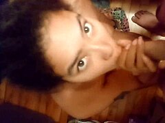 my brunette girlfriend gives a blowjob to her friend