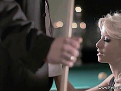 Blonde MILF Couple in Intense Handjob and Blowjob Scene. Blonde MILF performs handjob on partner.