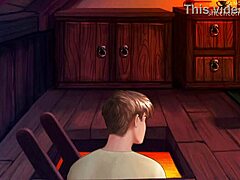 Wal 23, a blonde with huge boobs, uses a wooden dildo on her shaved pussy