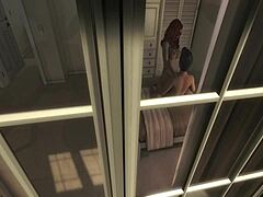 Horny redhead with big tits plays