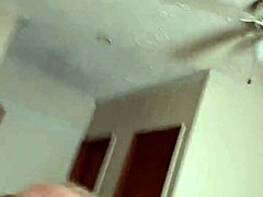 Dirty milf spits cum on her tits in cuckold scene.
