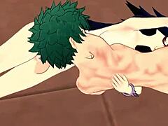 Deku and Midnight are getting horny in this hentai. They do blowjobs, handjobs, and cumshots all over.