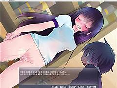 Girl exposes herself in anime game masturbation