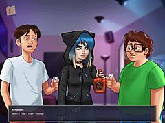 In Summertime Saga 159, she handles monster cock with small tits 😏