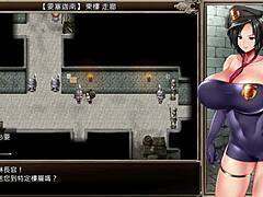 In Karryn's prison tavern hentai game, she encounters big cocks and tits