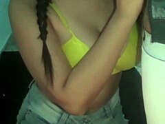 novinha taking milk close-up