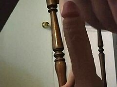 Homemade Video Shows Girl with Hairy Pierced Pussy Riding Big Dildo in Anal Action with Toys.