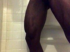 stroking my massive black cock in the shower, feeling so good 😏