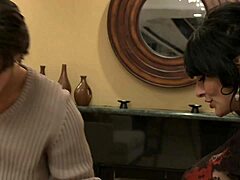 Brunette Cougar with Big Boobs Enjoys Intense Doggy Fuck in Shaved Pussy