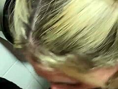 blonde latina slut sucks black cock in public cinema bathroom