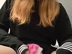 transgirl explores fleshlight in solo session