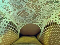 Early morning tease leads to passionate cowgirl ride in fishnets