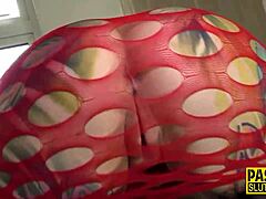 Tattooed submissive slut throats intensely with choking.