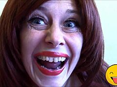 Horny fetish queen passionately licks and teases with her tongue intensely.