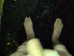 amateur masturbates naked outdoors in public rain