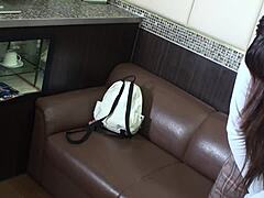 does this cute asian receptionist squirt and moan during muff diving?