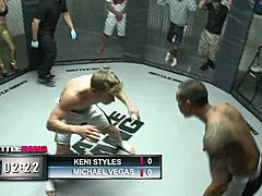 fucking this black milf with big tits pussy shaved hairless in mma ring with big black cock sexy action