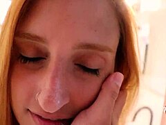 my wife left, so i made her busty redhead friend suck until she milks in her mouth... will she tell?