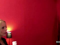 German teen with big tits blows monster cock and gets cumshot from sister's fiance