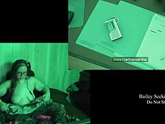 Naked brunette with big tits at lake house