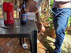 old guy fucks latina girl in public bar 😏