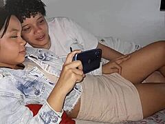 latina stepsister watching porn leads to a steamy bet and hot sex