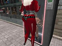 Shemale using girl in slut vendor in second life