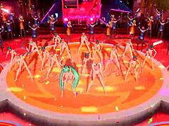 hatsune miku & megurine luka world end dancehall with big tits and cum