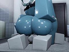 Blue girl sex with cumshot contrast