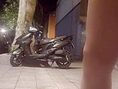 Shemale ting xuan puts on butt plug while taking a walk and masturbates