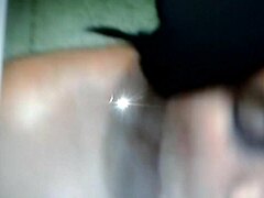 Brown sugar takes dildo deep in shaved pussy