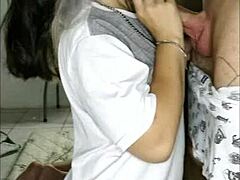 Young 18+ Latina sucks big cock intensely