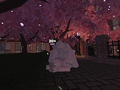 Roblox character engages in passionate fucking with a girl in the park.