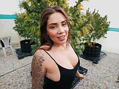 Sara Blonde enjoys outdoor passion with big natural tits.