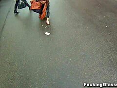 wanna see shy skinny teen rina with glasses get fucked doggystyle on stairway and cum hard?