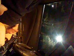 oh man, alone in the car jerking off that big cock solo style, public outdoor vibes 🚗🍆