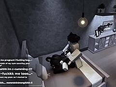 Roblox bunny-girl rides cock wildly until filled with cum