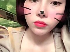 Asian girl shows off big tits in sexy live session