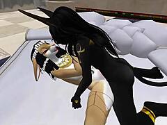 Lady Bastet Of Egypt Uses Her Servant Girl