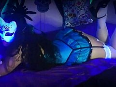 Mexican teen Agatha Dolly unboxes vibrator in Wonderland chapter 4 for Halloween special. She masturbates with squirting in homemade European style.