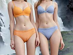 These cute models appear in their everyday underwear for a casual scene.