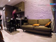 I put a horn on the cuckold with the security guard we hired complete on sheer