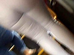 Gostosa no onibus, wow that big ass hidden on the bus is just begging to be noticed!