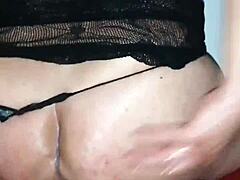 Crossdressing anal action contrasts with public outdoor vegetable play in retro style