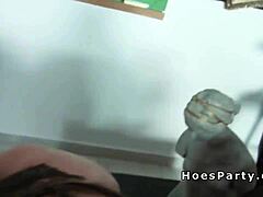 hot amateurs get wild in a passionate foursome banging session during art class