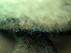 he gently fucks his petite wife's hairy wet pussy in missionary until cumming inside