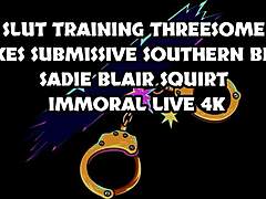 Hey, check out Sadie Blair's first-time squirting orgasm on camera while riding cowgirl with those natural small tits.