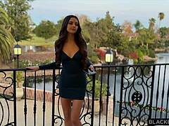 In a surprising twist, tiny 18+ cutie Serena Hill receives a special BBC treat arranged by her husband.