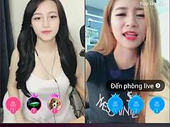 two cute girls go live on uplive, chatting casually and showing off their sexy korean vibes in webcam session